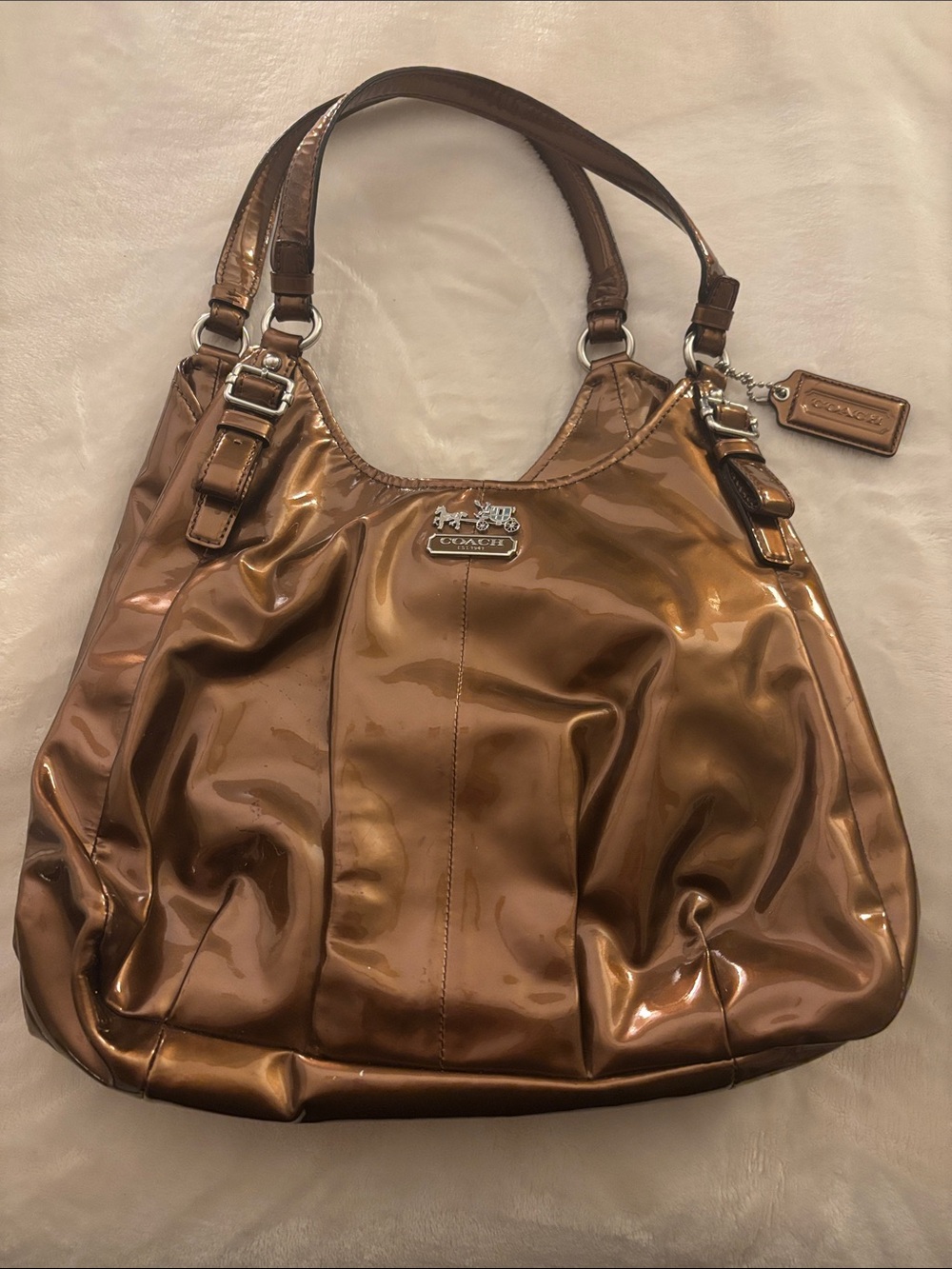 Coach Shiny Bronze Shoulder Hobo Bag